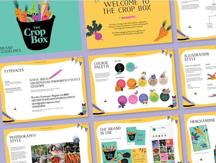 The Crop Box Brand Guidelines laid out.