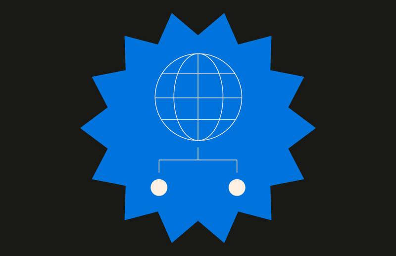 blue globe icon with co branding icon